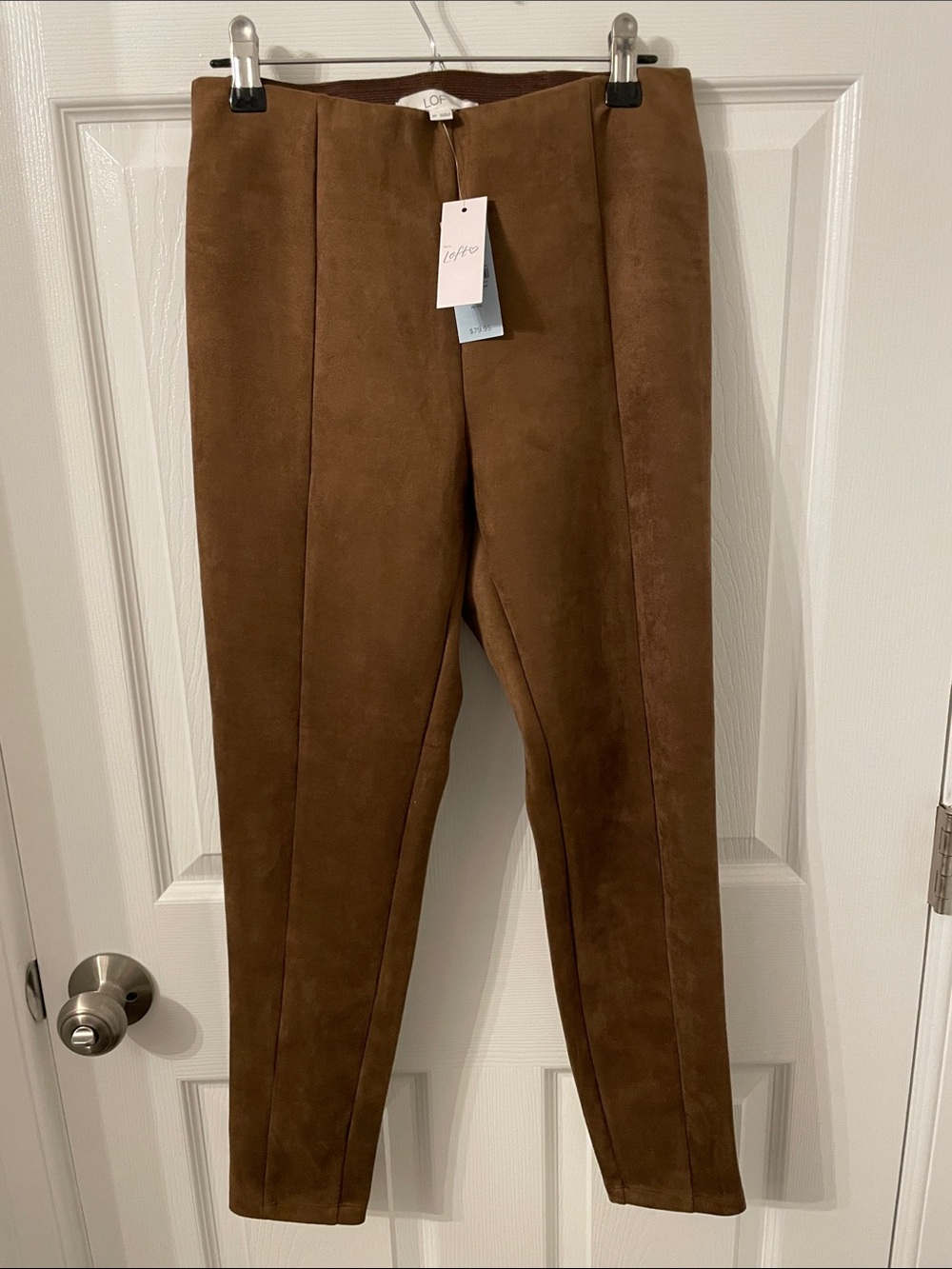 LOFT Women’s Slim Taper Leggings in Chestnut Brown Suede
